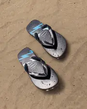 [Havaianas] Havaianas Men's Top Bolt Flip Flops Slippers in Black/Blue Size 43/44 43/44 Black/Blue