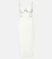 [Self-Portrait] Self-Portrait Embellished crêpe bustier dress AU 10 white