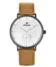 Westar Profile Brown Leather Strap Silver Dial Quartz 50246GGN187 50M Mens Watch