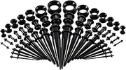 [Baosity] 50pcs Tapers And Tunnels Ear Stretching Kit Gauges Plugs with Tunnel