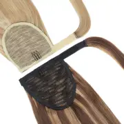 100% Remy Human Hair Ponytail Extensions Thick Clip In Wrap Pony Tail Piece Weft