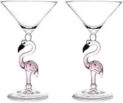 Creative Pink Flamingo Cocktail Martini Goblet Glass Cool Tableware Unique Bar Wine Set (2, 200ML Cocktail Glasses)