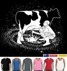 Milky way Funny T-Shirts milking cow Space galaxy science outer space cool fun