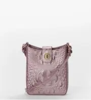 NWT Brahmin Marley Mellow Rose Melbourne Leather Crossbody light pink metallic