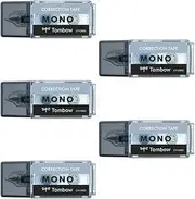 Tombow CT-CM5C10-5P MONO Mono Pocket Correction Tape, Tape Width 0.2 inches (5 mm) x 13.1 ft (4 m), Black, 5 Pieces