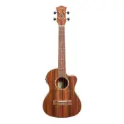 Tiki '9 Series' Koa Solid Top Electric Cutaway Tenor Ukulele with Hard Case (Nat