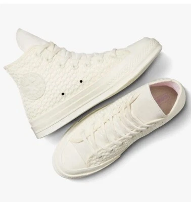 Converse Chuck 70 High Top Sneakers Women 7, Men 5 Crochet White Egret Lilac NIB