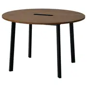 MITTZON conference table, round walnut veneer/black, 120x75 cm