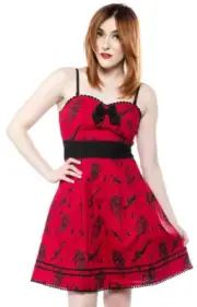 SOURPUSS Rockabilly Alternative Daggers BROKEN HEARTED PARTY DRESS Red