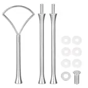 2 Sets Cake Tray Stand Handle Plate Hardware Fitting, 3-Tiers Fan Silver