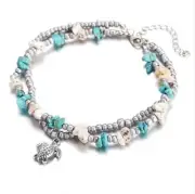 Turtle Pendant beaded anklet