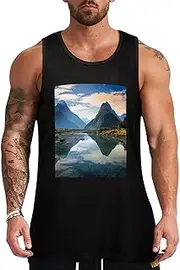 [NQHJT] Men Tank Tops Fiordland National Park Sleeveless T Shirts for Men's Fitness Quick Dry Gym Tank Top for Men