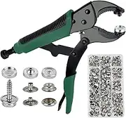 Heavy Duty Snap Fastener ToolHeavy Duty Snap Fastener Tool, Snap Pliers Tool Kit for Boat Cover Snaps,Punching Function, Snap Button Tool with Adjustable Setter,Replacing Metal Snaps, Repairing Boat Covers, Canvas, Sewing (Green)