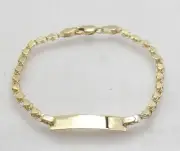 6" 3.10gr Childrens KIDS BABY ENGRAVABLE ID Heart BRACELET REAL 14K YELLOW GOLD