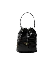 PRADA Duet $2450 Black Naplak Patent Leather Bucket Bag New And Authentic