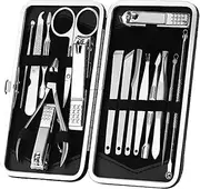 Manicure Set, 16-Piece Set, Stainless Steel Nail Clippers, Pedicure Nail Tool Set, Beauty Set (Color : Silver 16PCS)