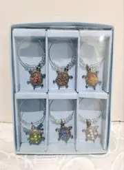 Turtle Wine Charms, Brand New Boxed Set Of 6 Lavida Festivo Mix & Max Collection