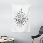 Compass Tapestry Face Sun Drawing Style Print Wall Hanging Decor