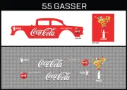Hot Wheels(1/64),55 Gasser"Coca Cola" Waterslide,Printed White First,Decals