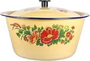 PHENOFICE Enamel Soup Pot Deep Capacity Kitchen Cooking Pot High Temperature Resistance Energy Saving for Stews and Soups Stylish and Functional Cookware for Home Cooking