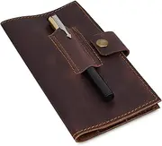 [The Antiq] Antiq Leather Cheque Book Cover & Case, Executive Checkbook Holder for Men & Women, Brown, 7.0 x 3.5 inches, Classic