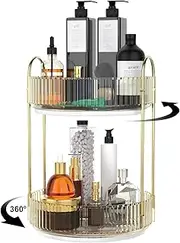 360 Rotating Makeup Organiser for Dressing Table, 2 Animal Cosmetic Skincare Stand for Bathroom, Perfume Lipstick Rotating Shelf, High Capacity Spice Bottle Trays for Kitchen, Clear Acrylic Display