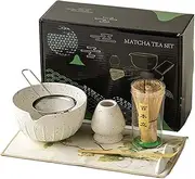 Matcha Whisk Set,Traditional Matcha Set Japanese Matcha Tea Whisk Set | Ceremonial Set with Whisk Holder, Scoop, Sifter, Matcha Bowl for Matcha Making