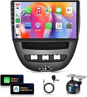 2+64G- For Peugeot 107/Citroen C1/Toyota Aygo 04-14 Car Radio Wireless Carplay/Android Auto,Android Car Stereo 10.1" Touch Screen GPS Navigation WiFi Bluetooth FM/RDS Mirror Link SWC Backup Camera