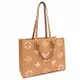 Juliet茱麗葉精品 Louis Vuitton LV M45982 ONTHEGO MM 經典花紋牛皮兩用托特包.卡其/米色現金價$105,500