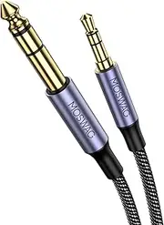 MOSWAG 6.35mm Male to 3.5mm Male TRS Stereo Audio Cable with Zinc Alloy Housing and Nylon Braid Compatible for iPod Laptop Home Theater Devices Amplifiers and More (3.28FT/1Meter)