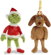 Aurora Plush Bundle of 2, Dr. Seuss Grinch Santa & Max
