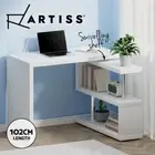 Artiss Computer Desk Bookshelf Swivelling Shelf Home Office Study Table White
