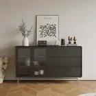 Tremo Glass Door Buffet Sideboard Cabinet/Sideboard/Solid Timber/Black