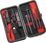 yinxx240708 Nail Clippers Kit Manicure Set, 11 Pieces Nail Clipper Set, Stainless Steel Nail Care Kit Portable Nail Cutter Pedicure Kit with Stylish Leather Case Pedicure Tools for Feet