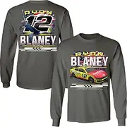 Checkered Flag Sports Ryan Blaney 2025 Long Sleeve Menards Patriotic 2-Spot T-Shirt Gray