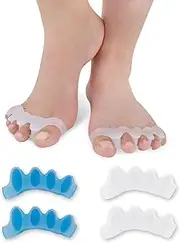 Deeroom 4 pcs Toe Separators Toe Spacers to Correct Bunions and Restore Toes to Their Original Shape, Toe Straighteners for Overlapping Toes Hammer Toes Curled Toes Crooked Toes, Bunions Correction, Yoga Toes