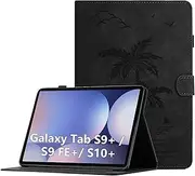 Oduio Case for Samsung Galaxy Tab S9 Plus 2023 / S9+ / S9 FE Plus 12.4 Inch Premium PU Leather Multi-Angle Folio Protective Case with Card Slot and Auto Sleep/Wake Function, Black
