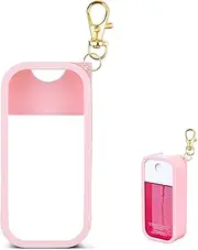 TERPINK Silicone Case Compatible with Touchland Power Essence Hydrating Body & Hair Fragrance 2 FL. OZ., Protective Case with Keychain for Spray Accessory (Pink)