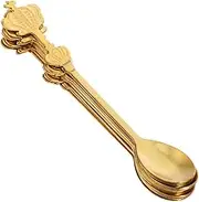 CHILDWEET 10pcs Crown Shaped Stainless Steel Spoons Long Handle Mini Spoons for Coffee Desserts and for Home Cafes and Events