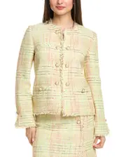 St. John Soft Prince Of Wales Plaid Jacket