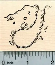 Burrow Rubber Stamp, Groundhog, Rabbit, Fox, or other Wildlife Den J31603 WM