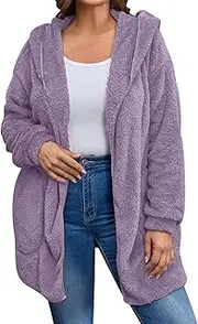 [Generic] Long Belted Winter Coats for Women Open Front Cardigan Casual Coat Plush Vest