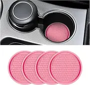 4 Pack Car Cup Holder Coaster, 2.75 Inch Diameter Non-Slip Universal Insert Coaster, Durable, Suitable for Most Car Interior, Car Accessory for Women and Men (Pink)