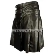 Double Belt Real Cow Leather Kilt For Men And Women With Pleated Design Scottish