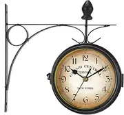 WICHEMI Retro Wall Clock Double-Sided European Antique Style Creative Classic Wall Hanging Clocks Outdoor Living Room Bedroom Study Wall Decoration Type a