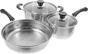 INOOMP 1 Set Kitchen Cookware Set Stainless Steel Soup Pot Milk Pot Frying Pan Versatile Kitchen Utensils for Gas Electric Stoves Essentials