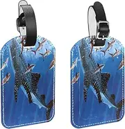 [WOSHJIUK] Luggage Tags,2 Pack Labels Suitcase Tags,Ocean Shark,Luggage Tags Privacy Protection Travel Bag Tag