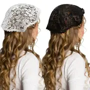 Embroidery Head Covering Flowers Lace Chapel Cap, Mantilla Catholic Veil Head...