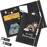 [Parastar] Maternity Log Cover Made of Handmade Felt, Maternity Log Protective Cover with Compartment, Storage of Insurance Cards, Ultrasound Images, Vaccination Certificate - Gifts for Pregnant Women and