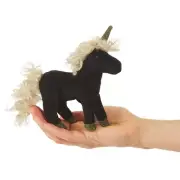 NEW PLUSH SOFT TOY 2797 Folkmanis Mini Black Unicorn Finger Puppet 15cm